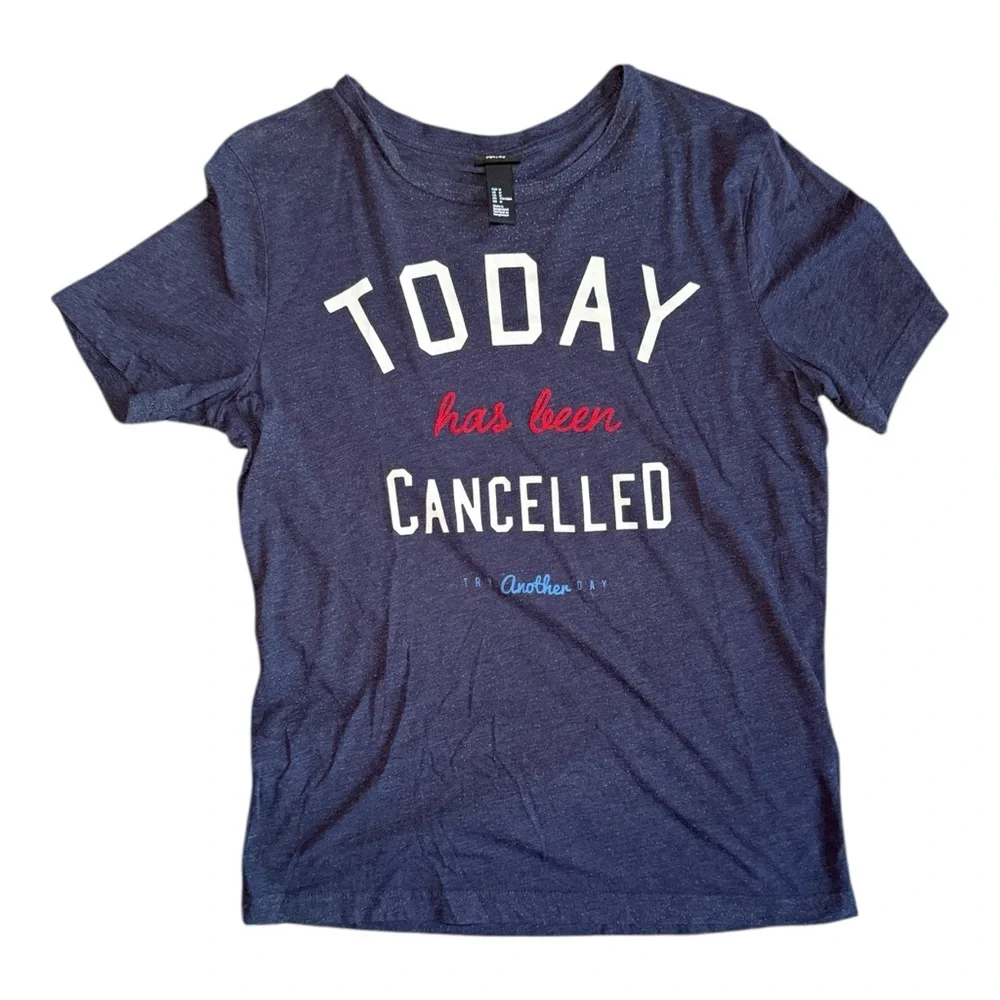 H&M “Today Has Been Cancelled” Graphic Tee – Navy – Size M - Picture 2 of 7
